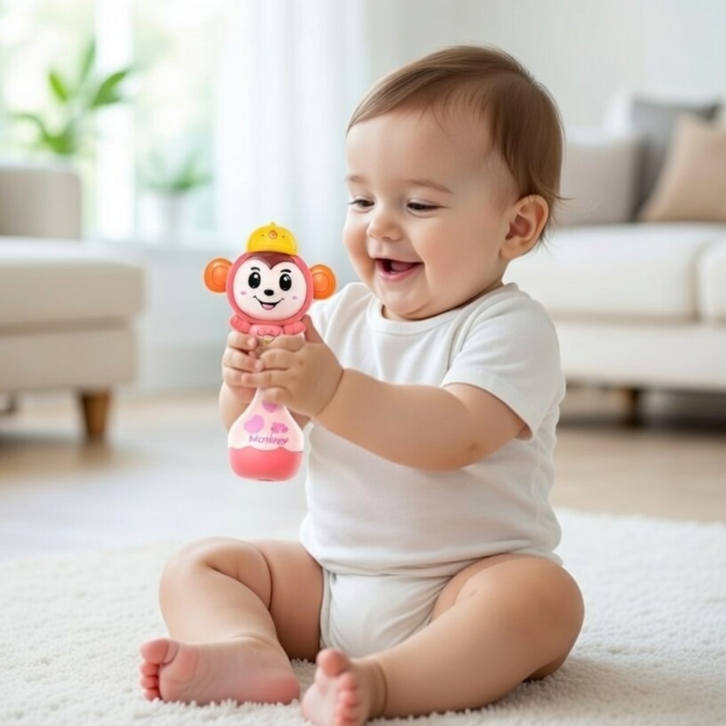 Little Angel-Baby Musical Steering Wheel Toy with Lights - Pink
