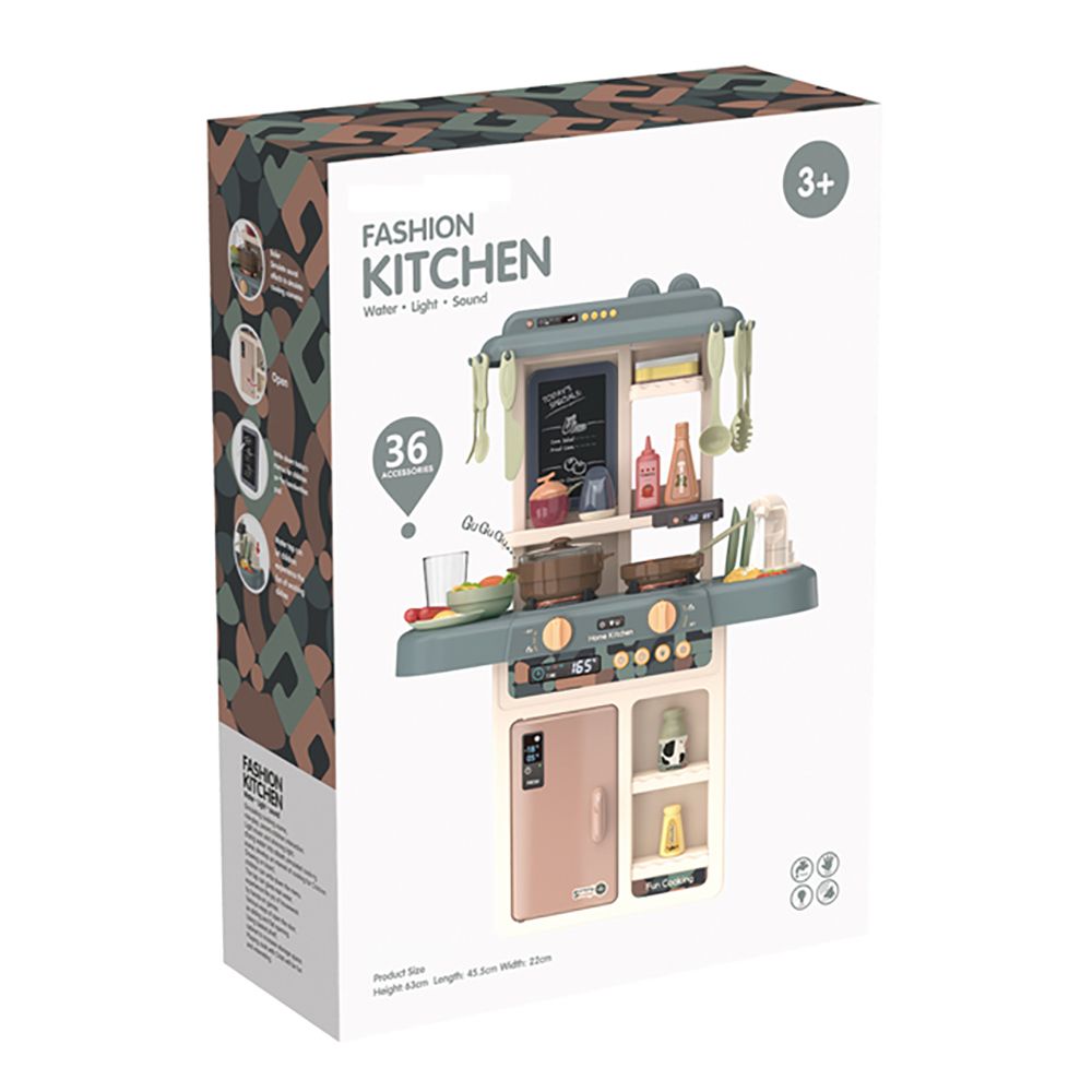 Beibe Good Electric Kitchen With 36 Accessories - Dark Green
