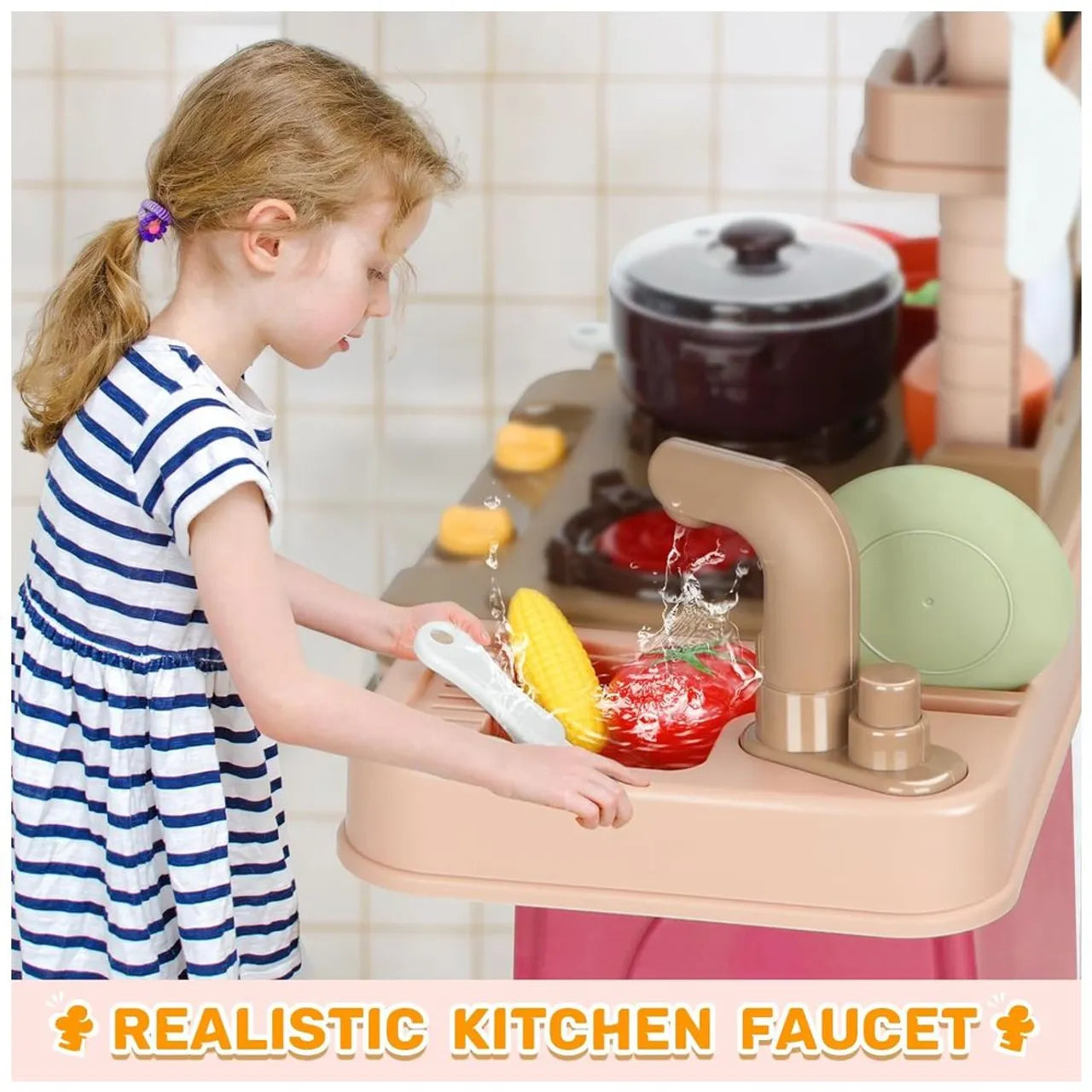 Little Angel -Kids Kitchen Pretend Play Cooking Set - Pink