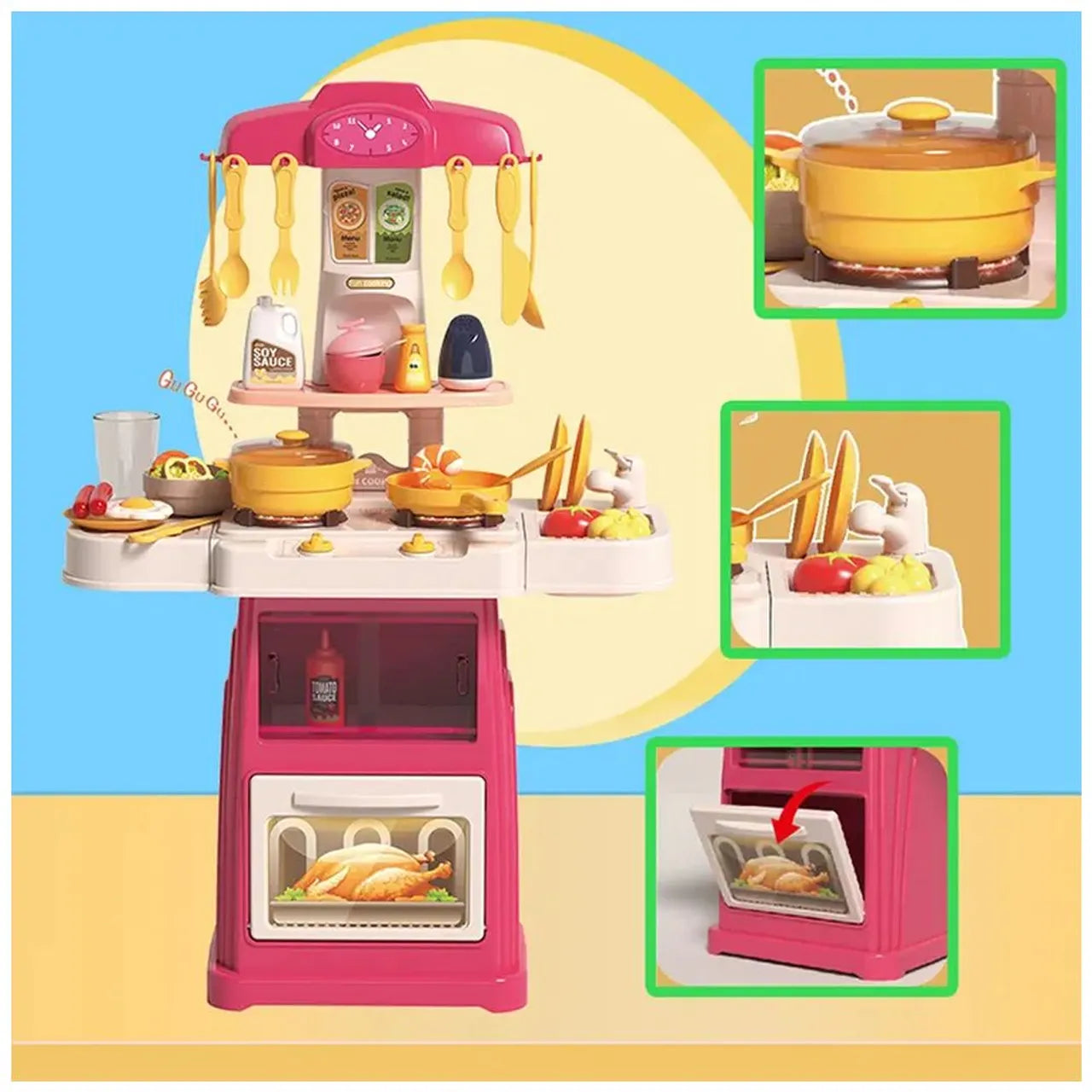 Little Angel -Kids Kitchen Pretend Play Cooking Set - Pink