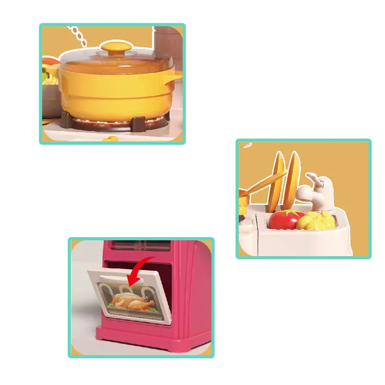 Little Angel -Kids Kitchen Pretend Play Cooking Set - Pink