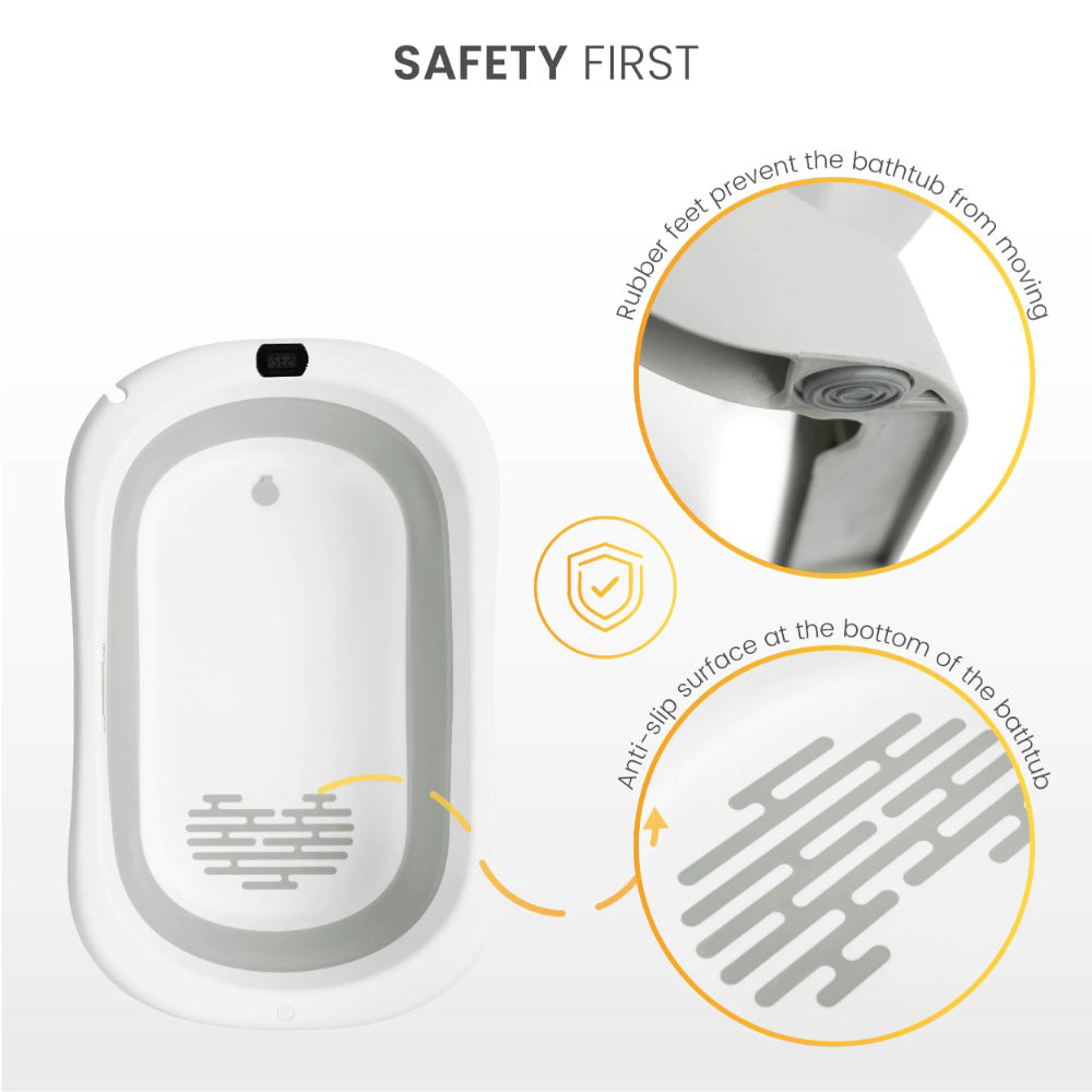 Little Angel - Baby Foldable Bath Tub With Temperature Sensor - Grey