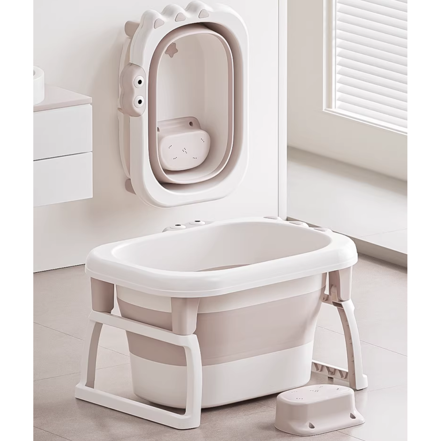 Little Angel - Baby Foldable Bath Tub With Seat Support - Coffee