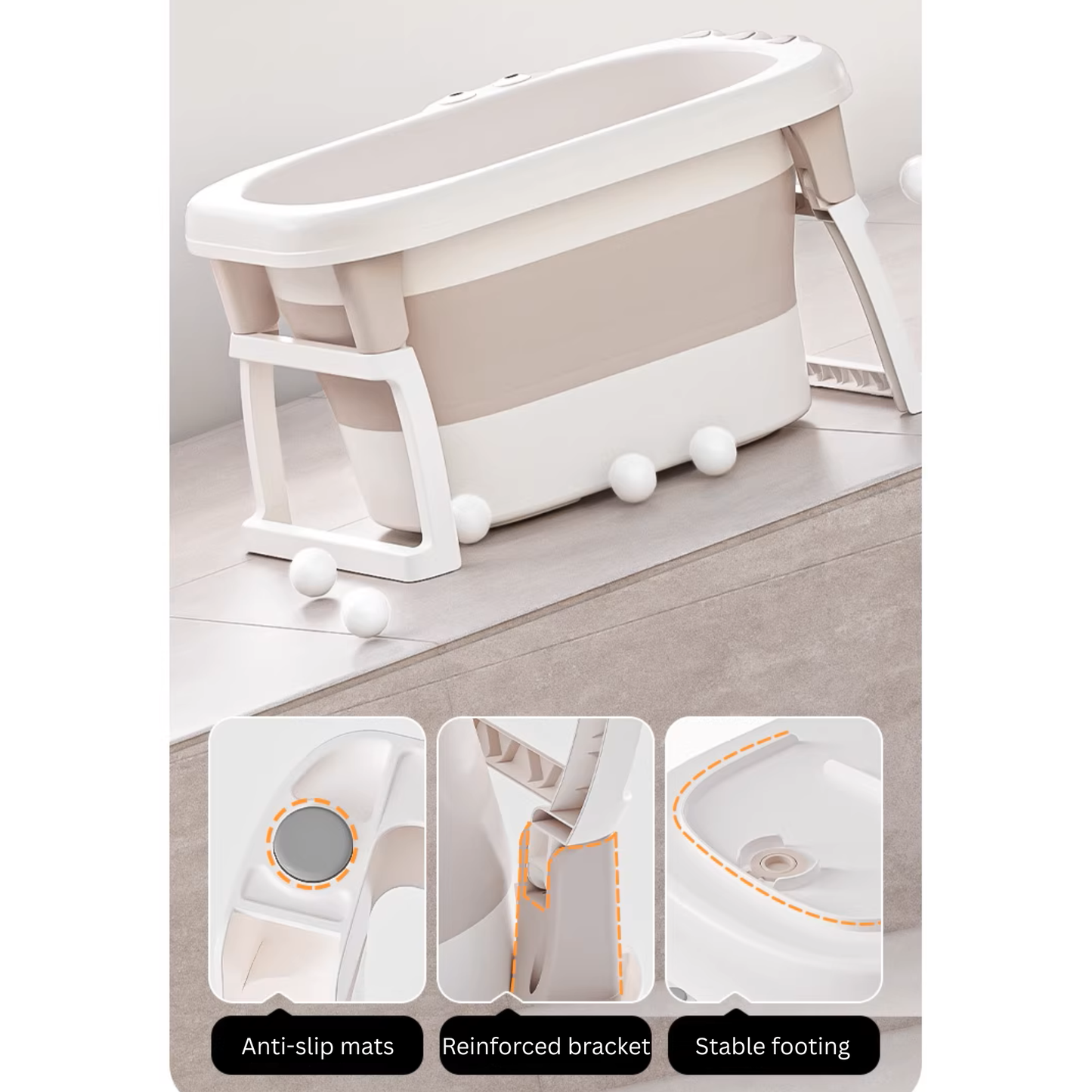 Little Angel - Baby Foldable Bath Tub With Seat Support - Coffee
