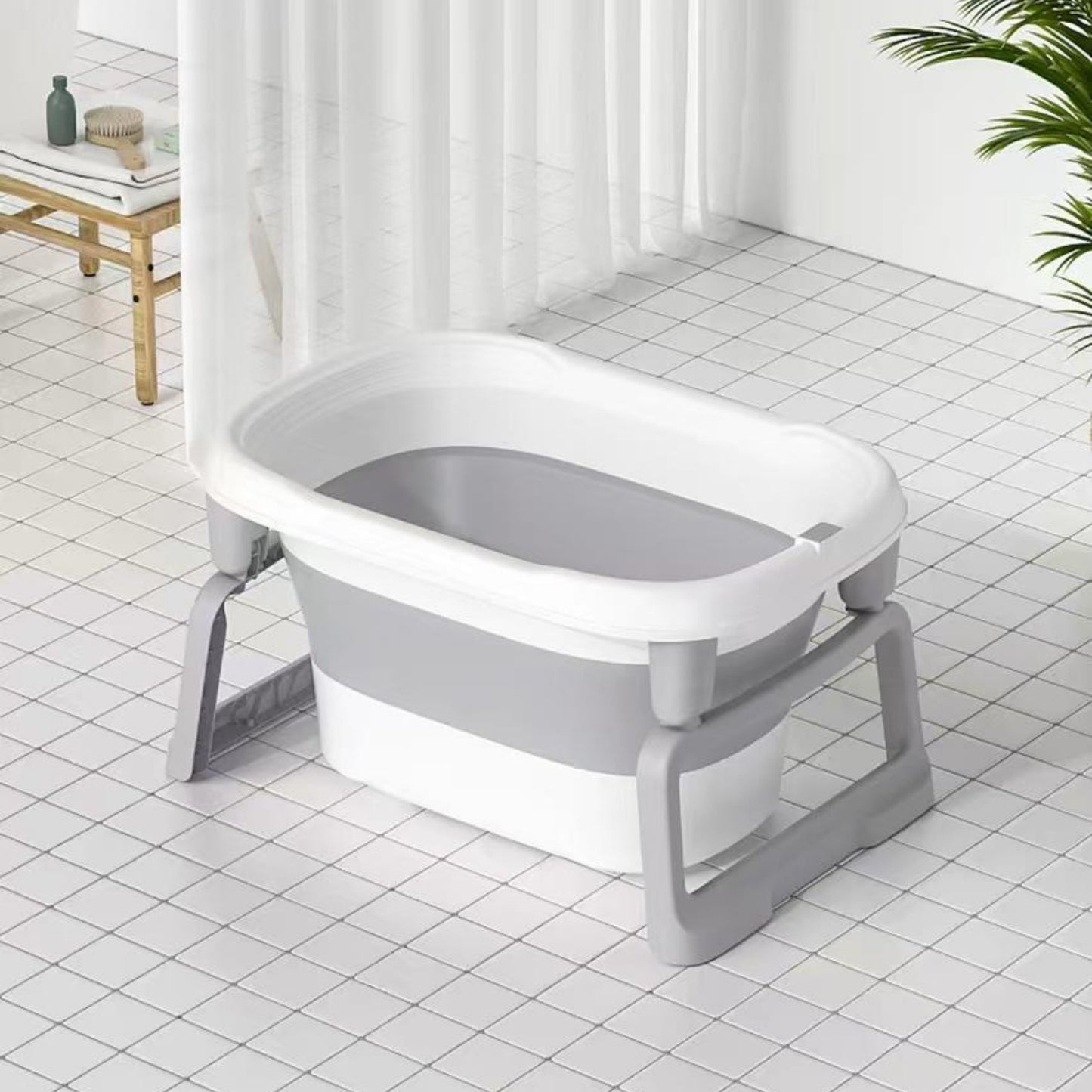 Little Angel -Baby Foldable Bathtub With Anti-Slip Legs -Grey