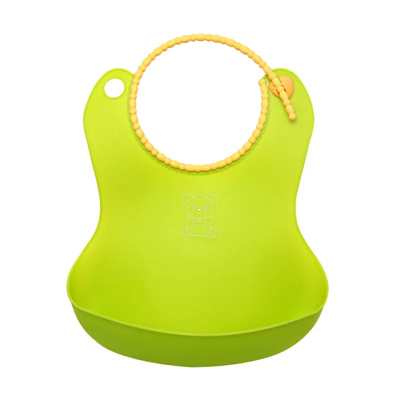 Little Angel - Baby Silicone Bib With Food Catcher - Blue/Green/pink