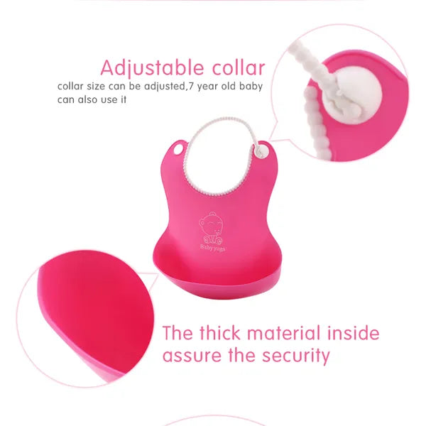 Little Angel - Baby Silicone Bib With Food Catcher - Blue/Green/pink