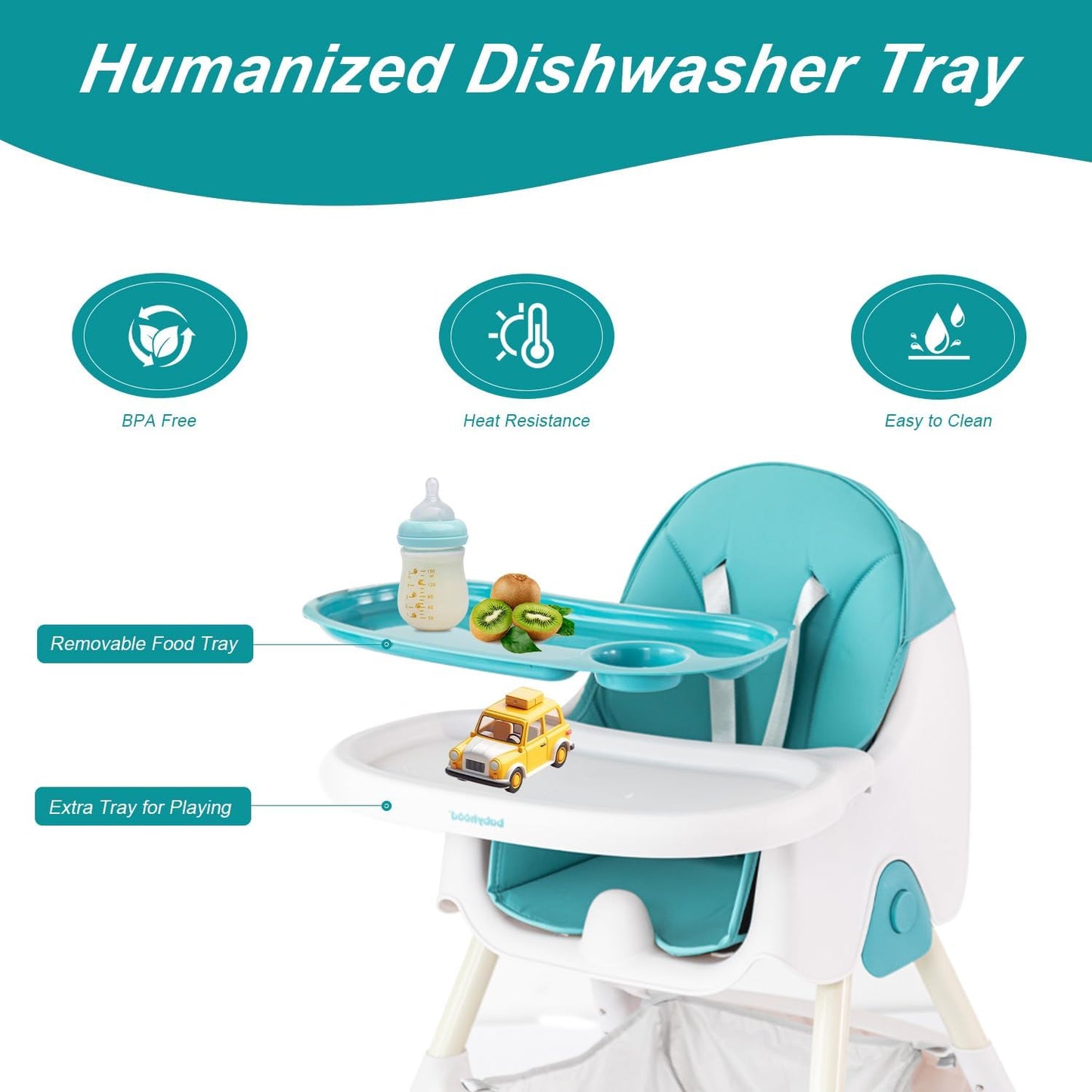 Little Angel - Baby High Chair With Feeding Tray & Storage - Blue