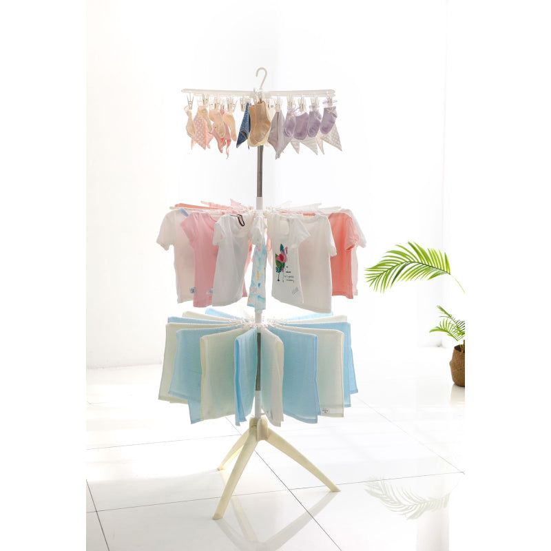 Little Angel - Baby Clothes 3 Layer Dryer Stand With Clips - White