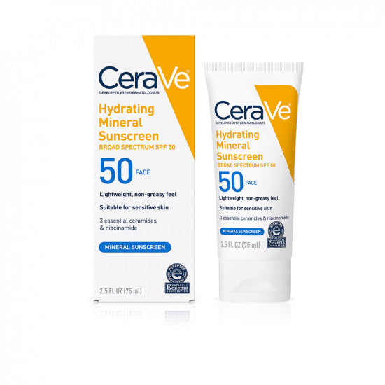 CeraVe Hydrating Mineral Face Sunscreen Lotion SPF 50 75ML