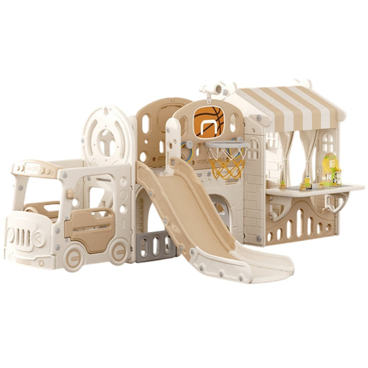 Little Angel Kids Playhouse With Slide - Coffee/Grey