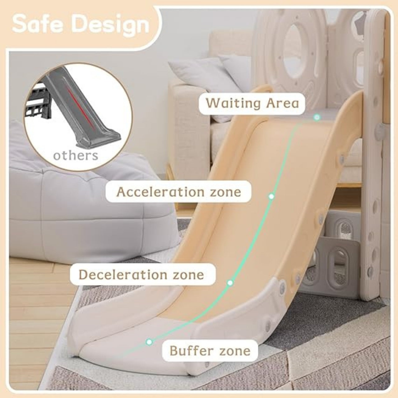 Little Angel Kids Playhouse With Slide - Coffee/Grey