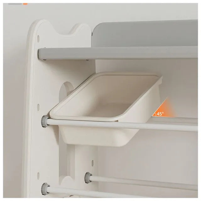 Little Angel Toys Organizer Cabinet With Bins & Wheels - Coffee/White