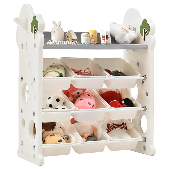 Little Angel Toys Organizer Cabinet With 9 Bins & Hook - Green/White