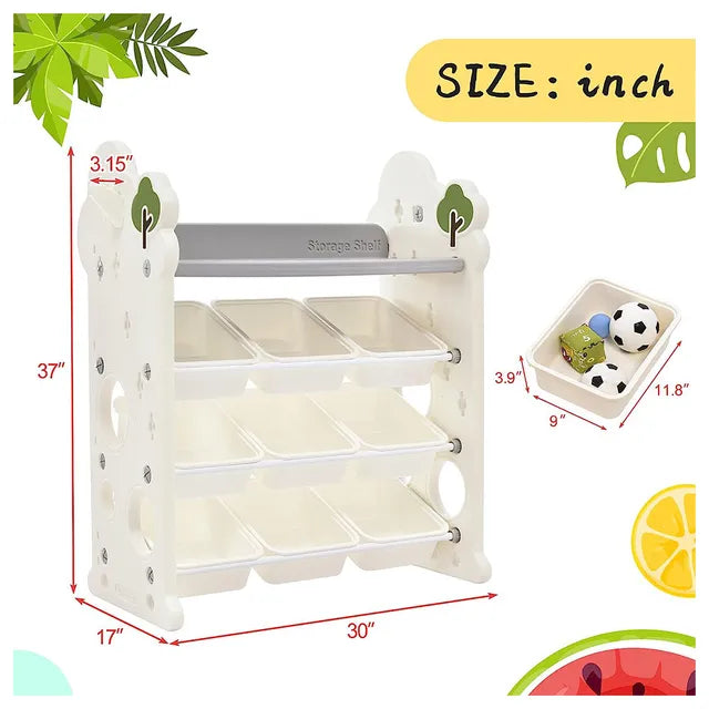 Little Angel Toys Organizer Cabinet With 9 Bins & Hook - Green/White