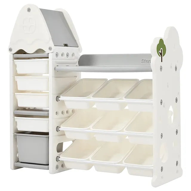Little Angel Toys Organizer Cabinet With 14 Bins & Hook - Green/White