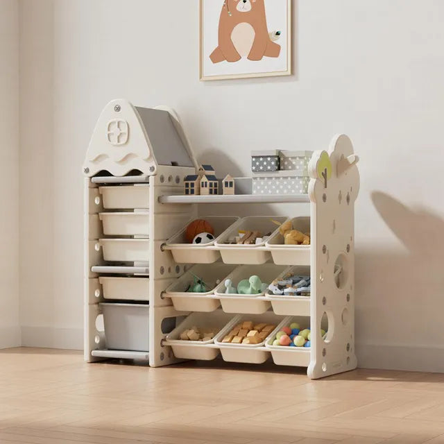 Little Angel Toys Organizer Cabinet With 14 Bins & Hook - Green/White