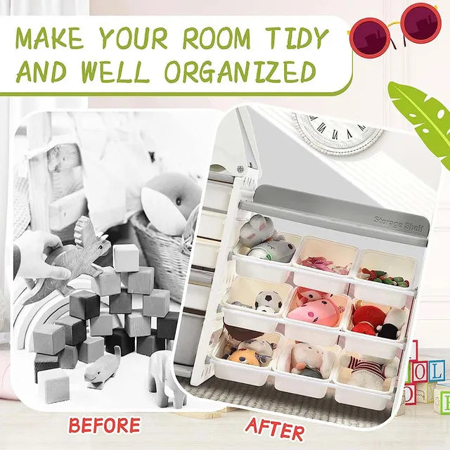 Little Angel Toys Organizer Cabinet With 14 Bins & Hook - Green/White