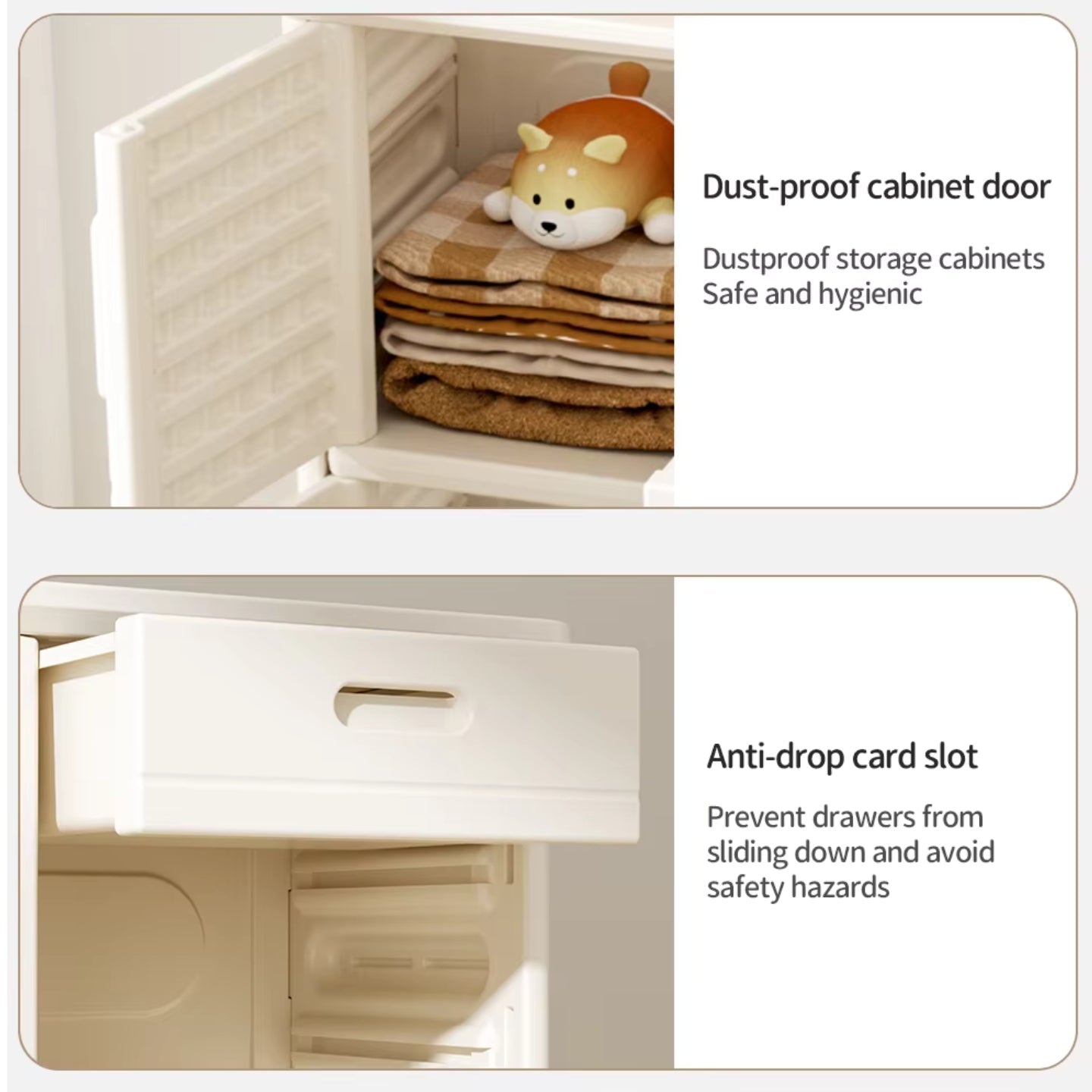 Baby Storage Rack Nursery Organizer Cabinet with Drawers and Shelves - Beige