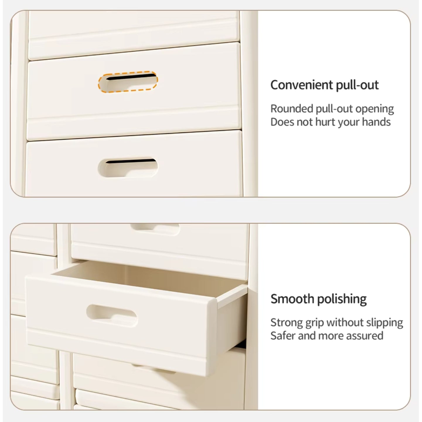 Baby Storage Rack Nursery Organizer Cabinet with Drawers and Large Shelves - Beige