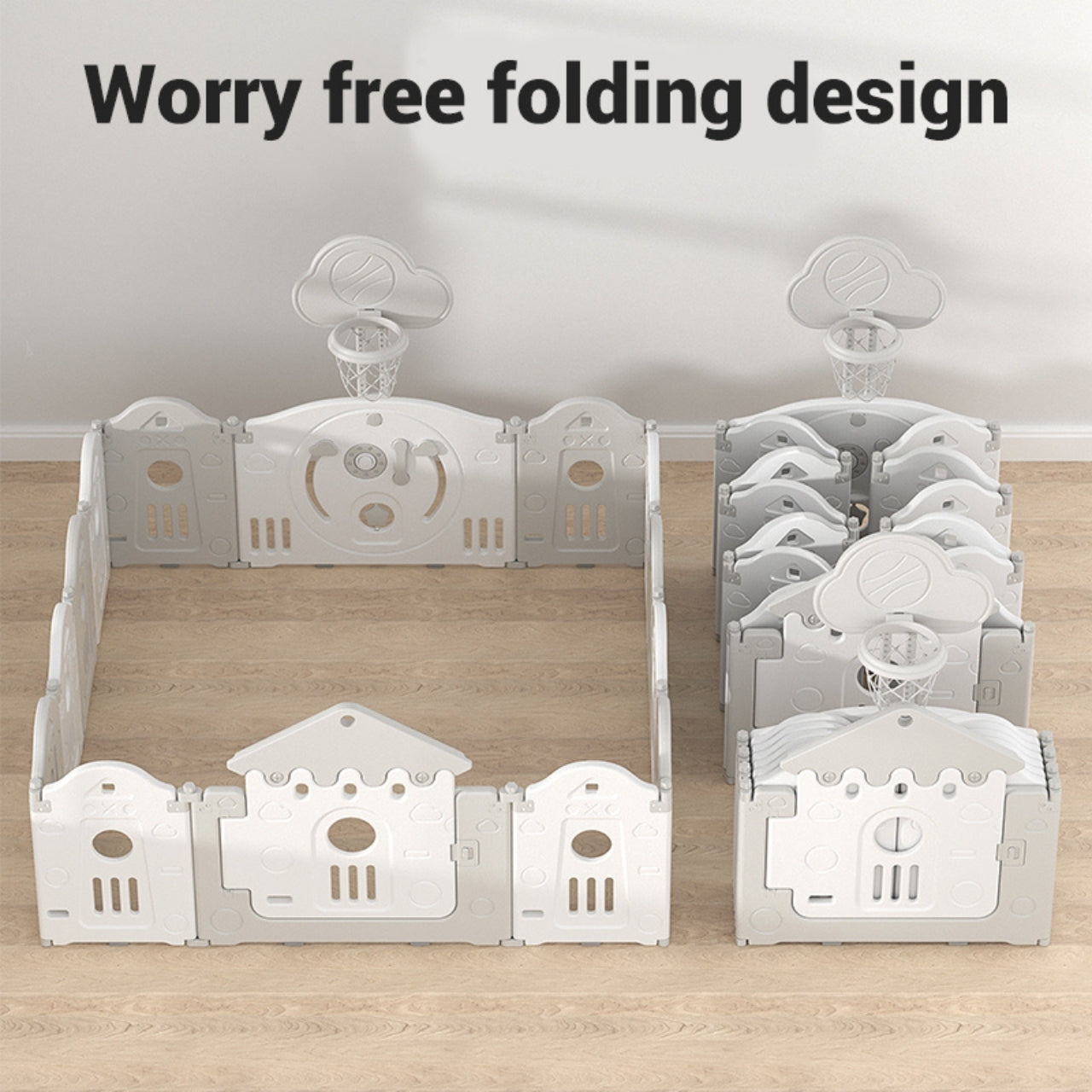 Little Angel Baby Playpen Toddler Play Yard With Hoop-14Pcs