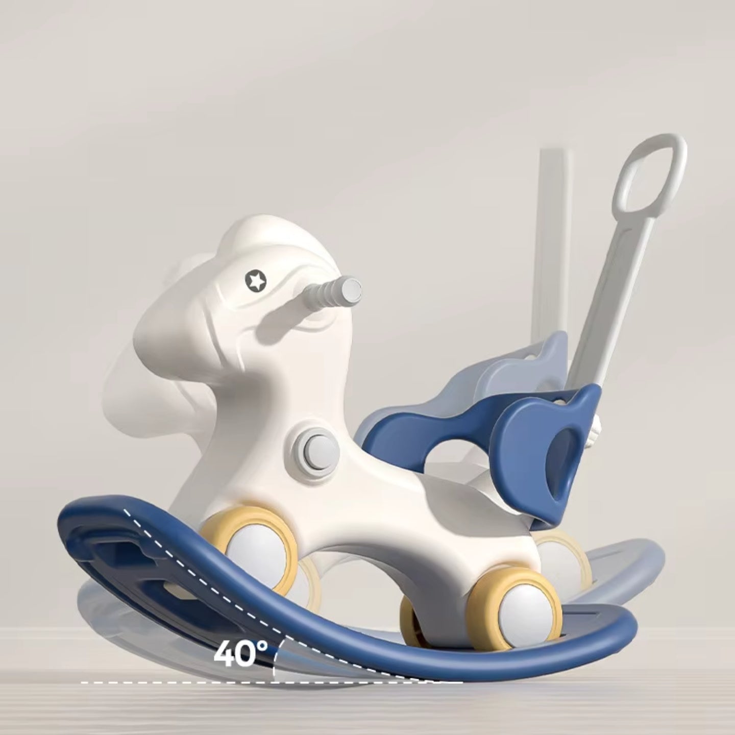 Baby Rocking Horse Ride On Toy for Kids with Handle and Backrest - Blue/Red