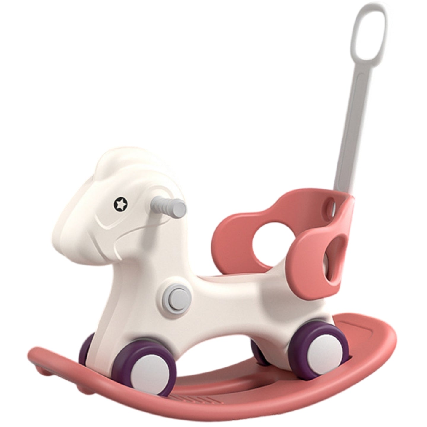 Baby Rocking Horse Ride On Toy for Kids with Handle and Backrest - Blue/Red