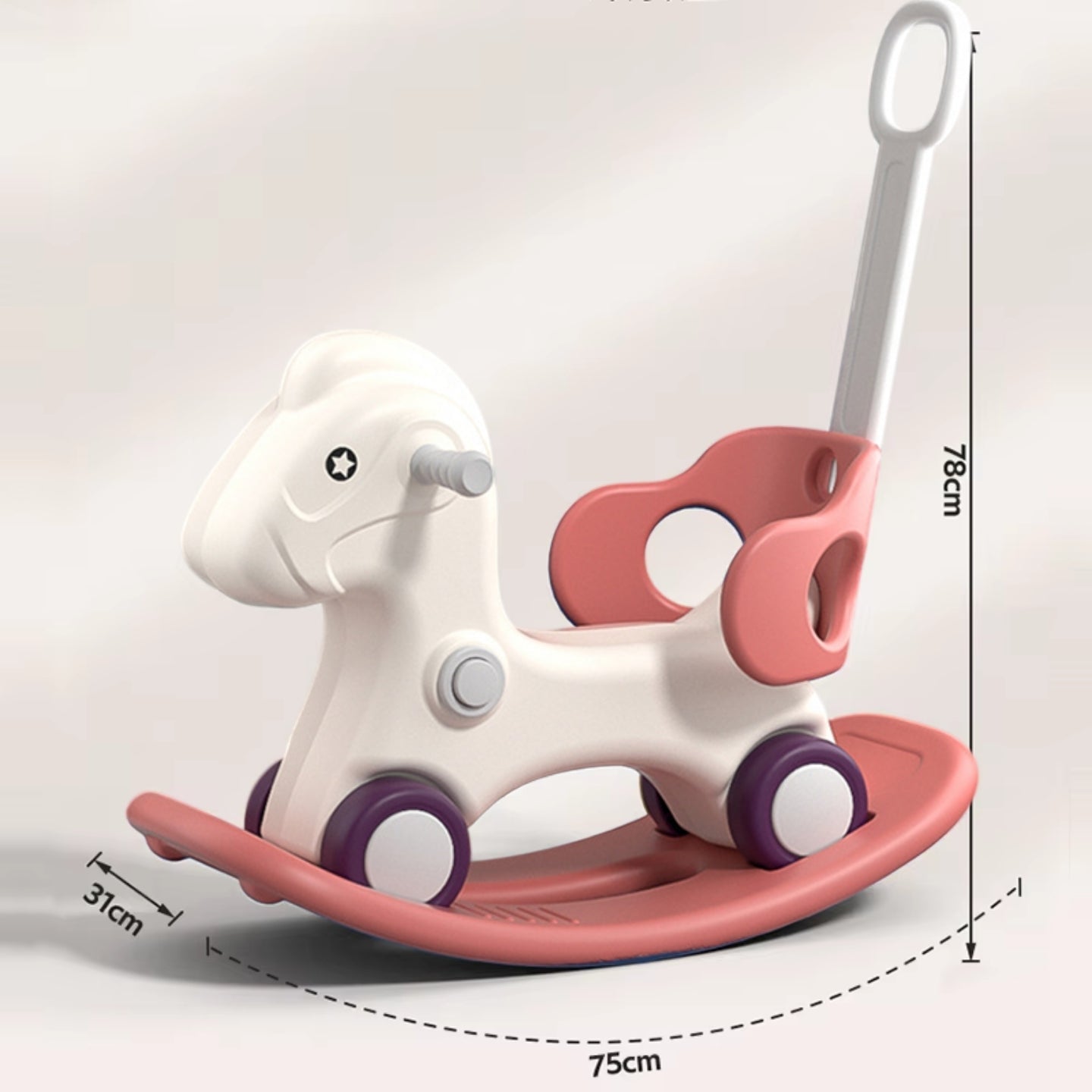 Baby Rocking Horse Ride On Toy for Kids with Handle and Backrest - Blue/Red