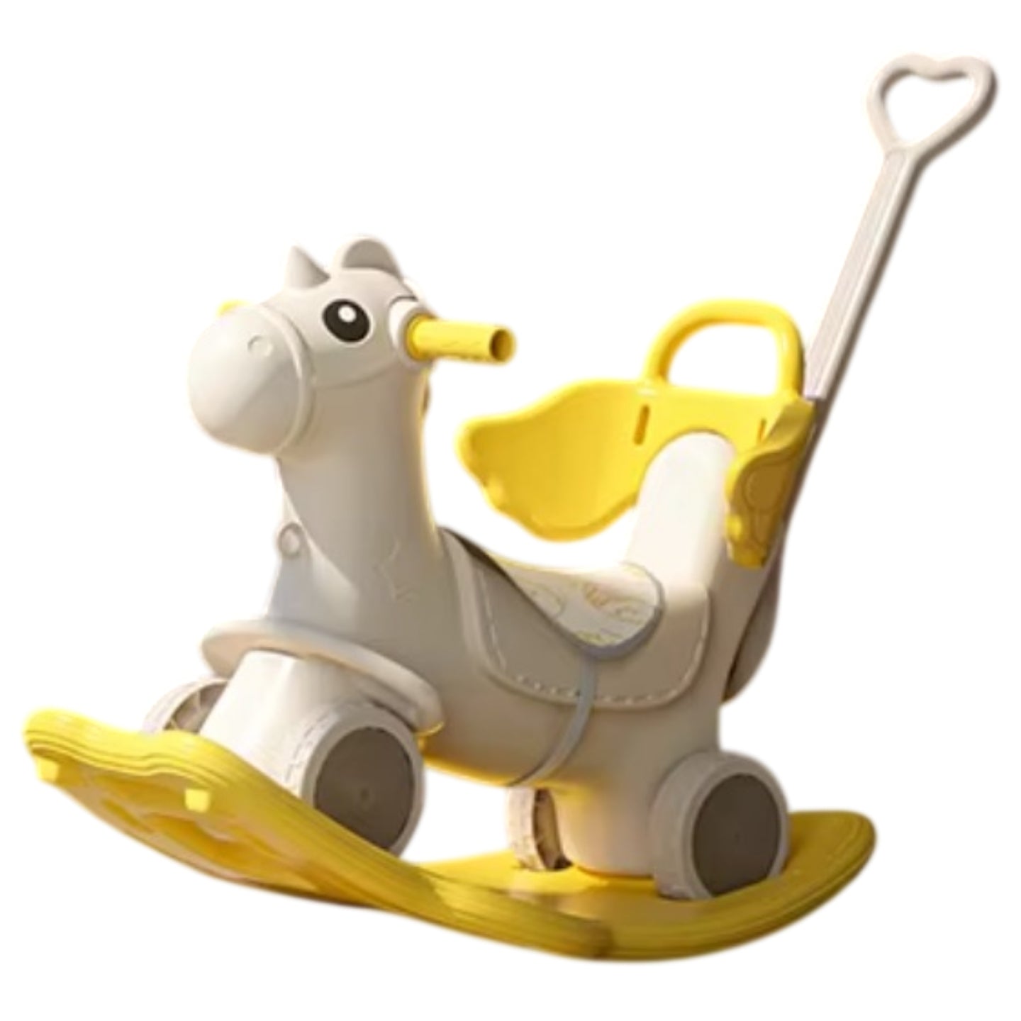 Baby Rocking Horse Ride On Toy for Kids with Handle and Backrest - Blue/Yellow