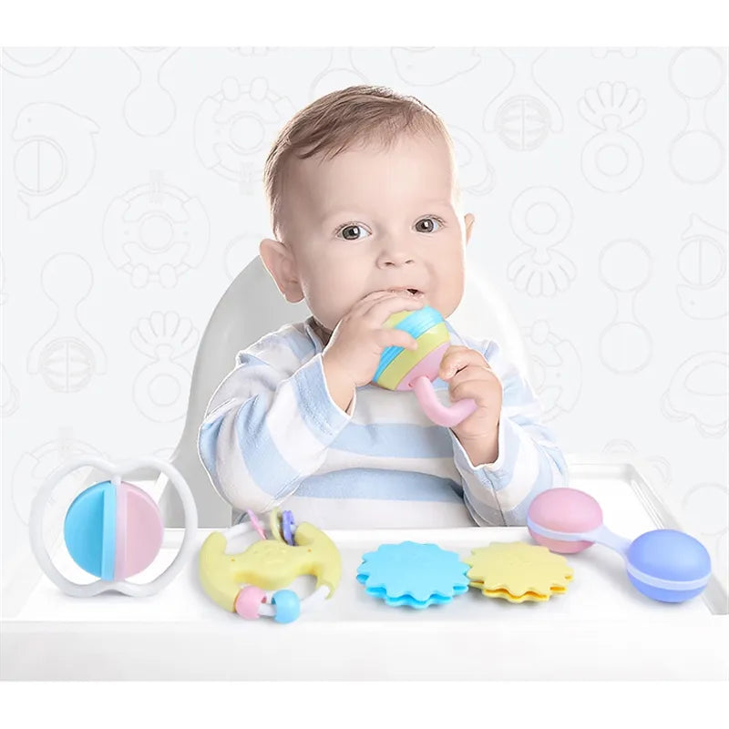 Huanger - Baby Rattles & Teether Sensory Toy Set - Multicolor