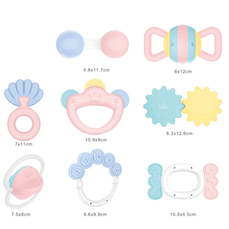 Huanger - Baby Rattles & Teether Sensory Toy Set - Multicolor