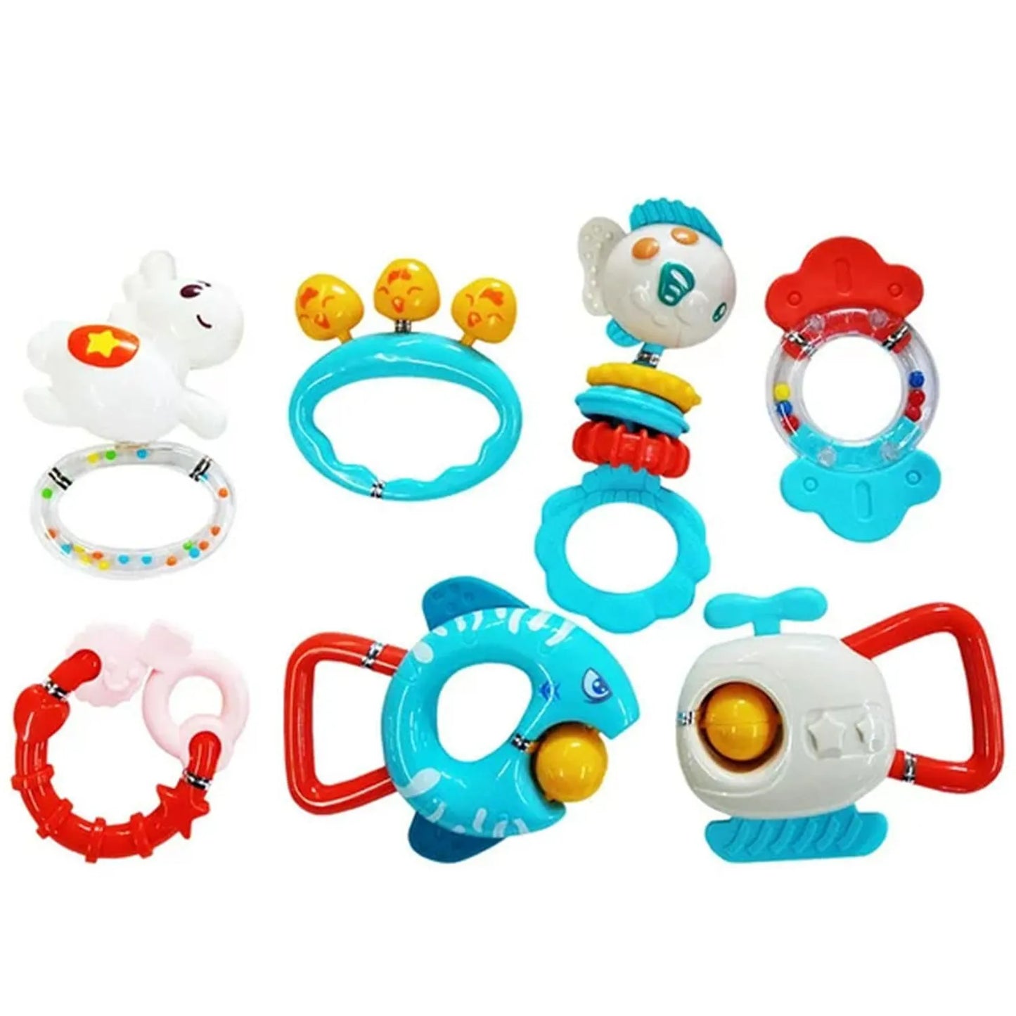 Huanger - Baby Rattles And Teether Toy Set For Newborns 7Pcs