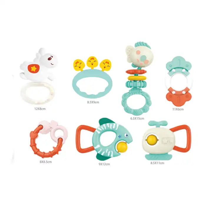 Huanger - Baby Rattles And Teether Toy Set For Newborns 7Pcs