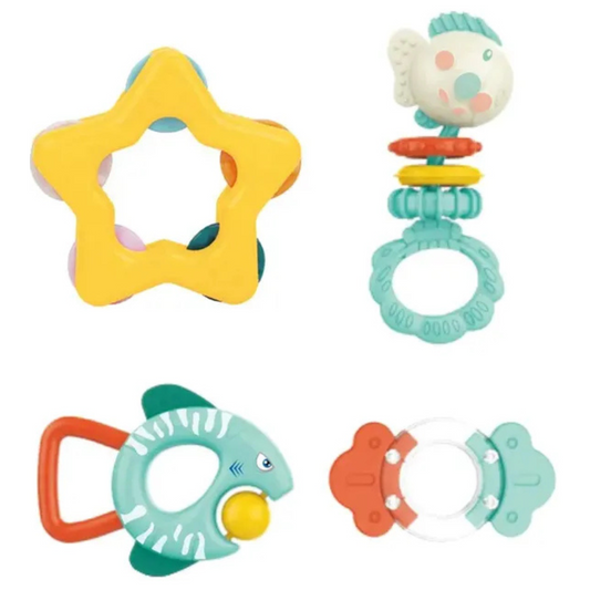 Huanger - Baby Rattles And Teether Toy Set For Newborns 4Pcs
