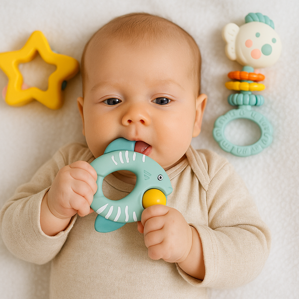 Huanger - Baby Rattles And Teether Toy Set For Newborns 4Pcs