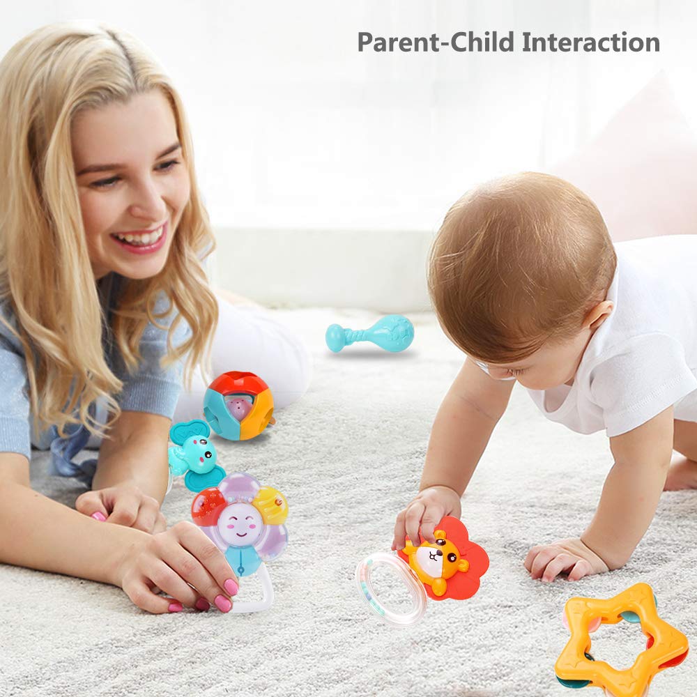 Huanger - Baby Rattles And Teether Toy Set For Newborns 4Pcs
