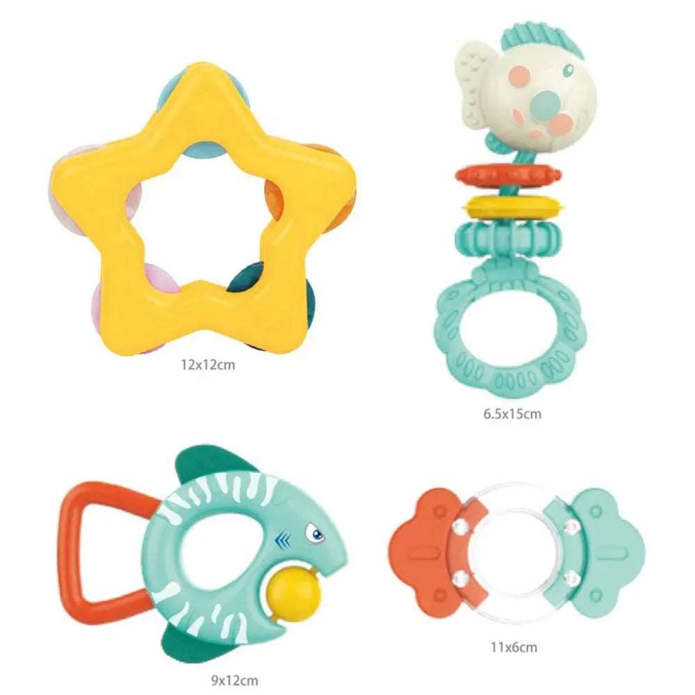 Huanger - Baby Rattles And Teether Toy Set For Newborns 4Pcs