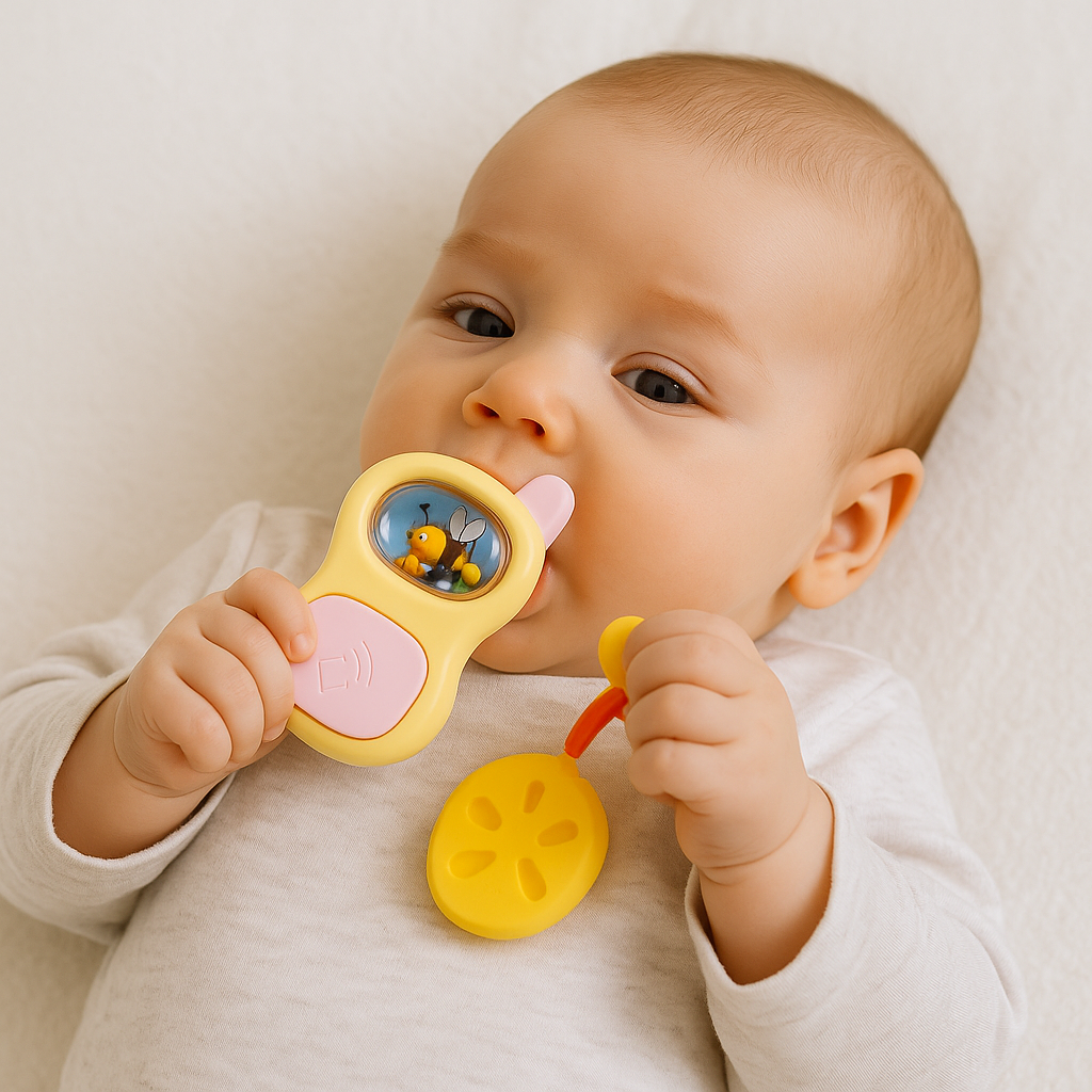 Huanger - Baby Mobile Phone Toy Rattle W/ Sounds -Orange/Pink