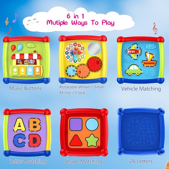 Huanger - Baby Activity Cube Shape Learning Toy - Multicolor