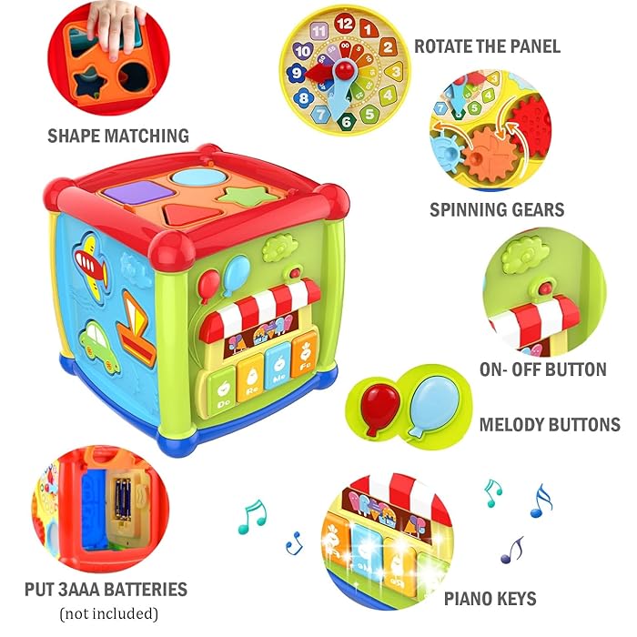Huanger - Baby Activity Cube Shape Learning Toy - Multicolor