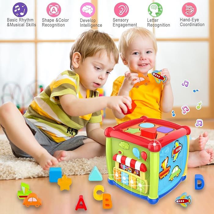 Huanger - Baby Activity Cube Shape Learning Toy - Multicolor