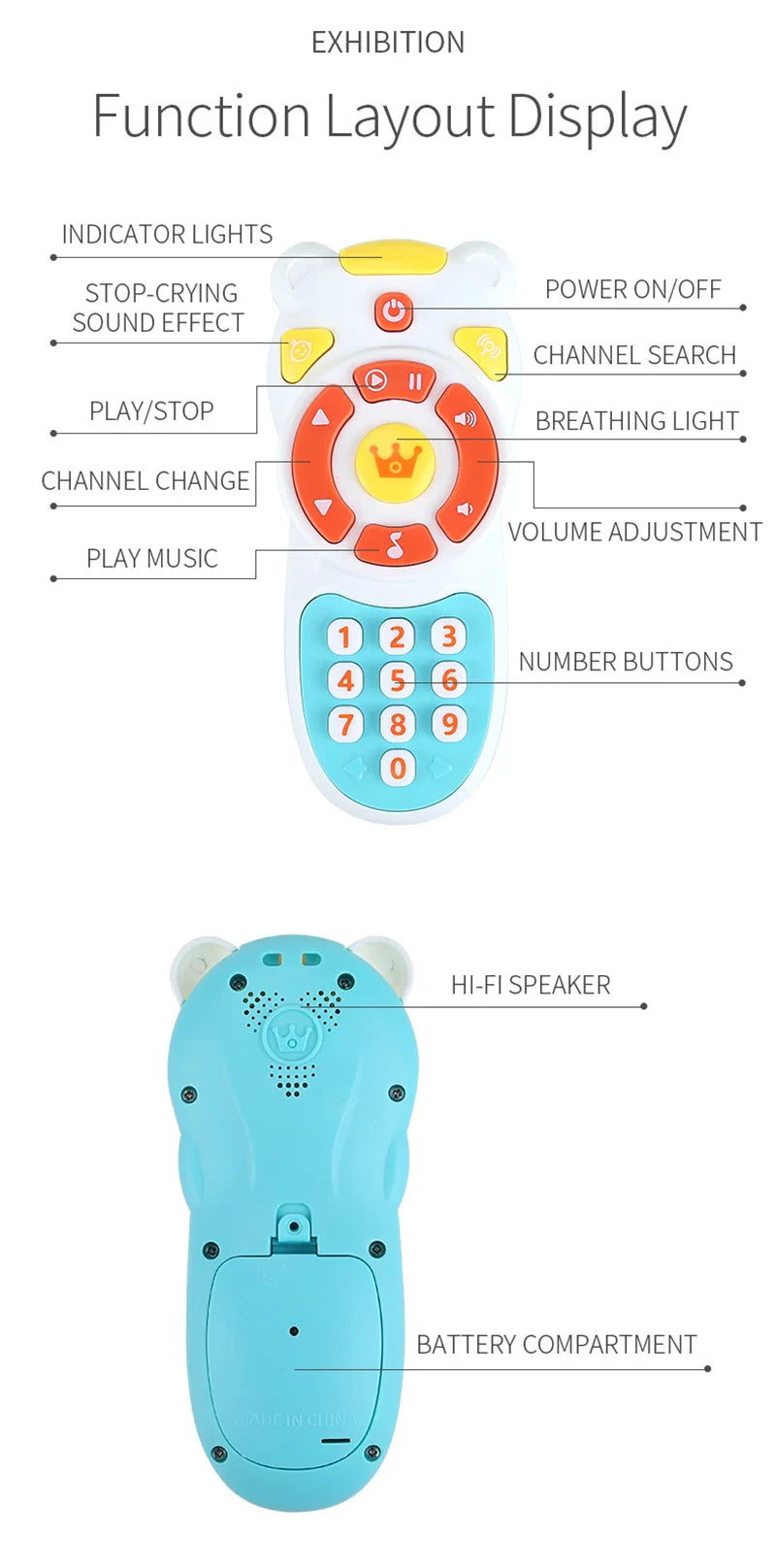 Huanger - Baby Musical Remote Control Toy W/ Lights & Sounds