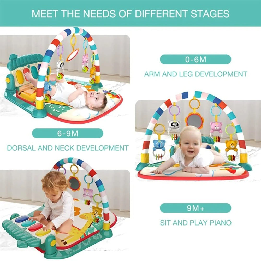 Huanger -Baby Play Gym Mat & Learning Walker With Music - Multicolor
