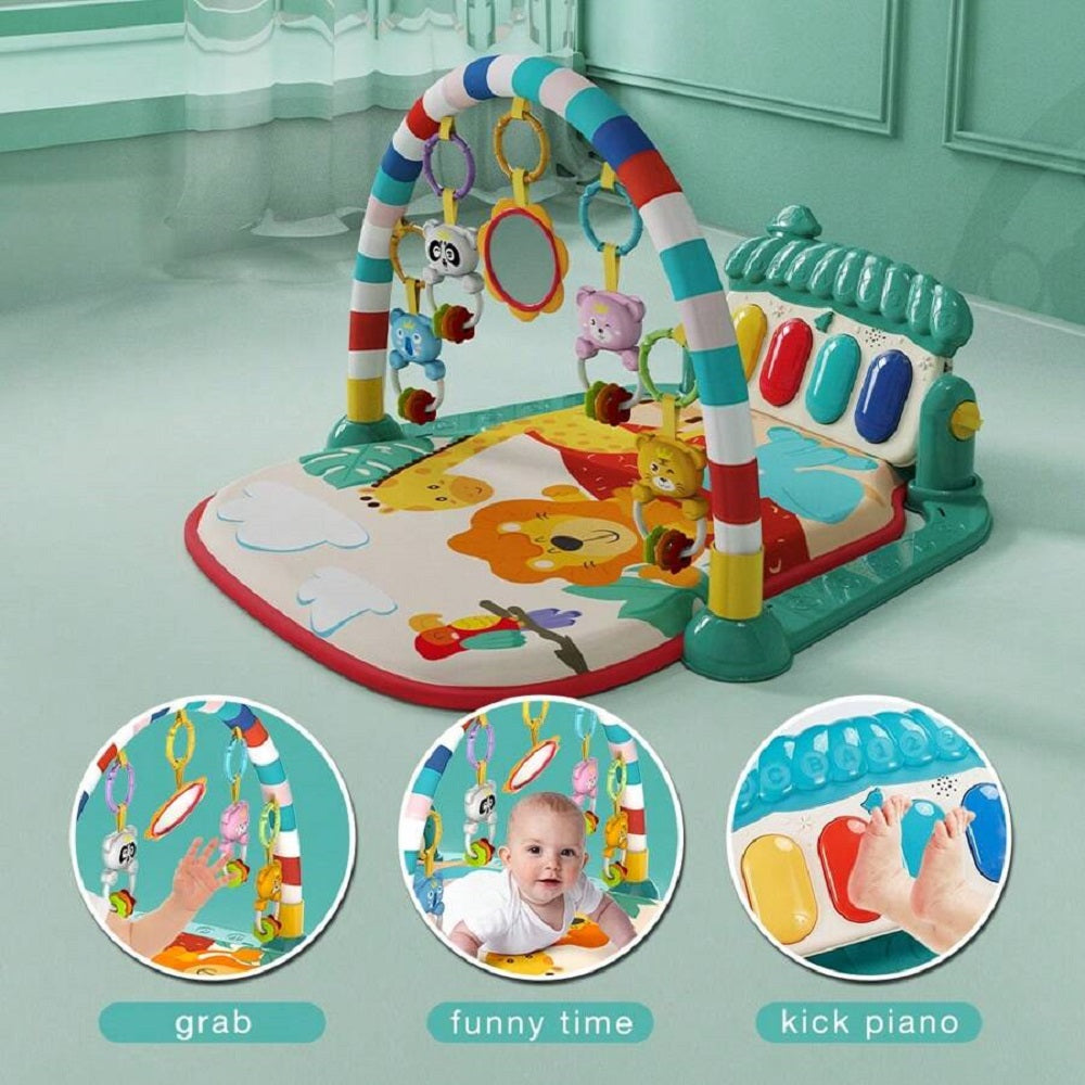 Huanger -Baby Play Gym Mat & Learning Walker With Music - Multicolor