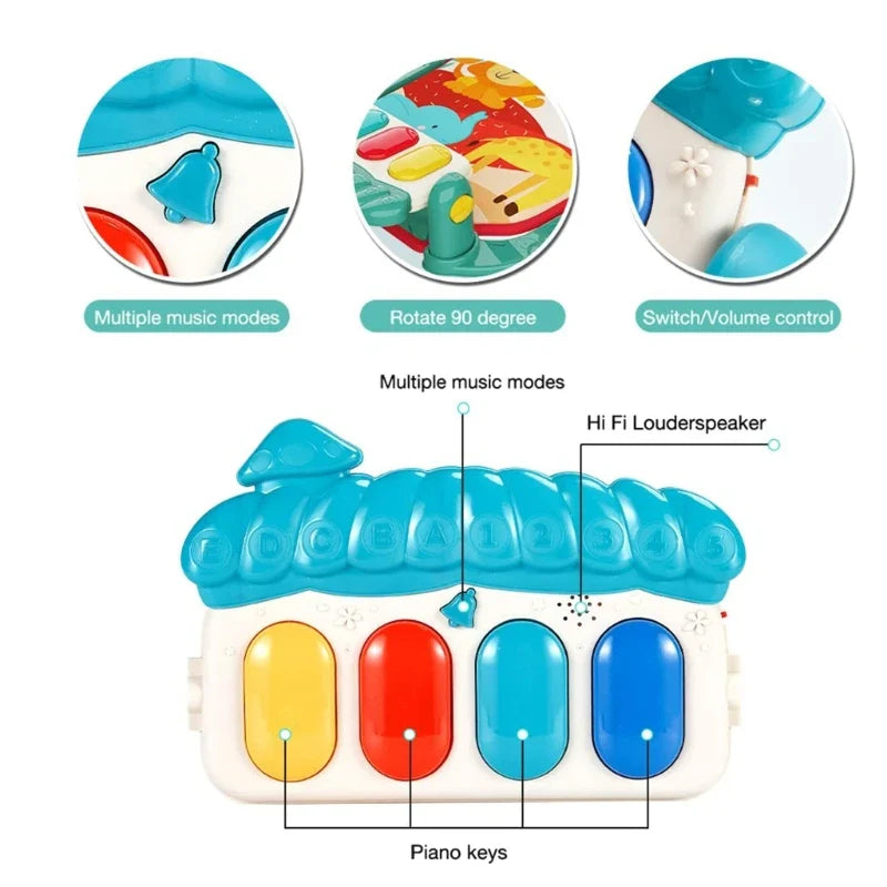 Huanger -Baby Play Gym Mat & Learning Walker With Music - Multicolor