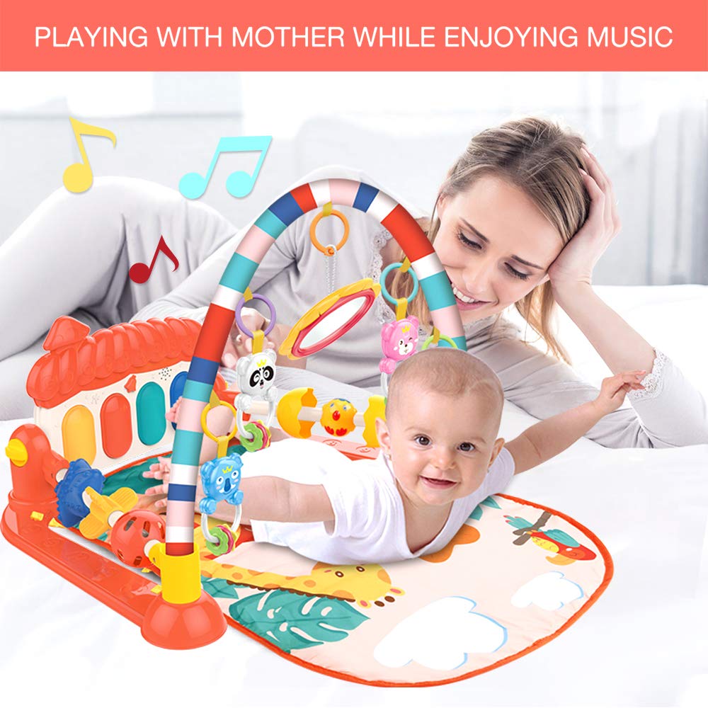 Huanger -Baby Play Gym Mat & Learning Walker With Music - Multicolor
