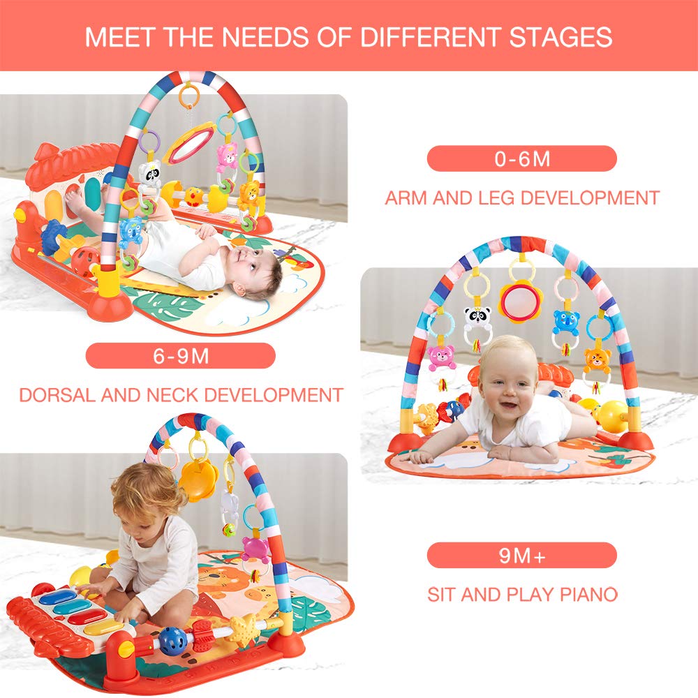 Huanger -Baby Play Gym Mat & Learning Walker With Music - Multicolor