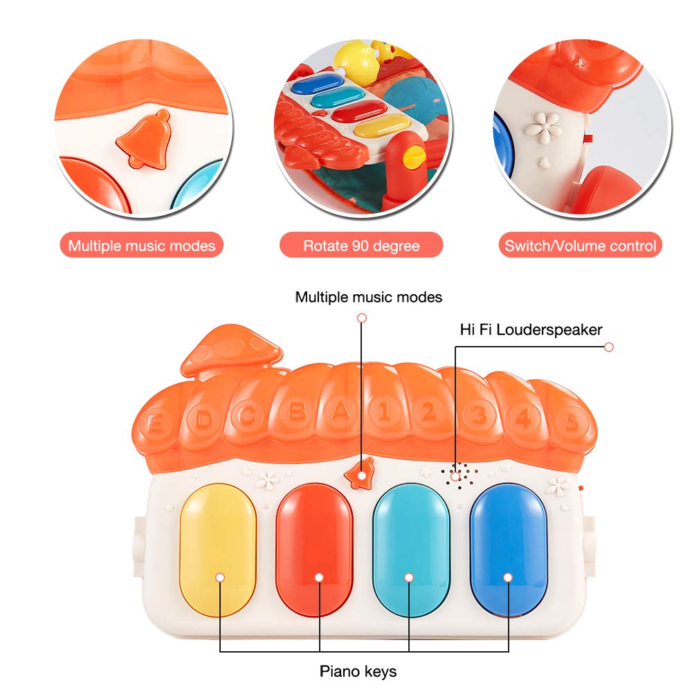 Huanger -Baby Play Gym Mat & Learning Walker With Music - Multicolor