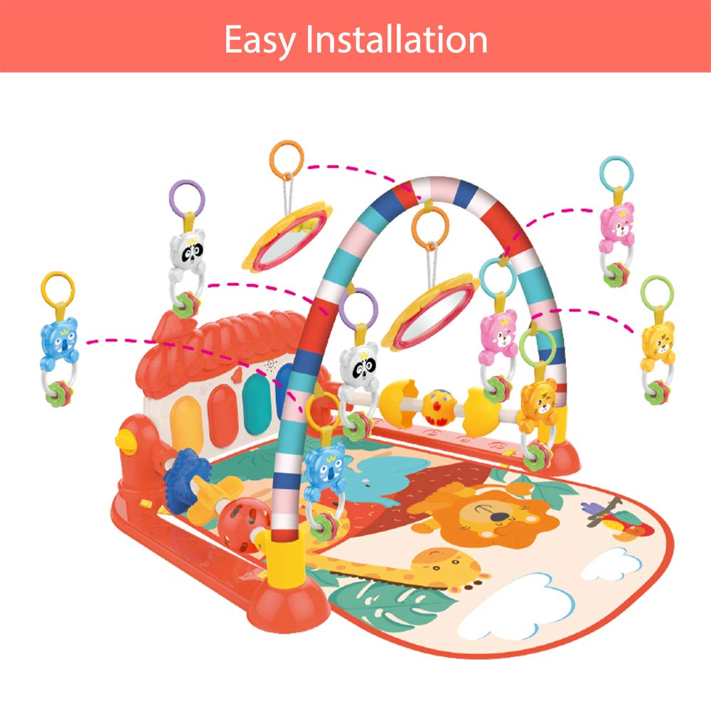 Huanger -Baby Play Gym Mat & Learning Walker With Music - Multicolor