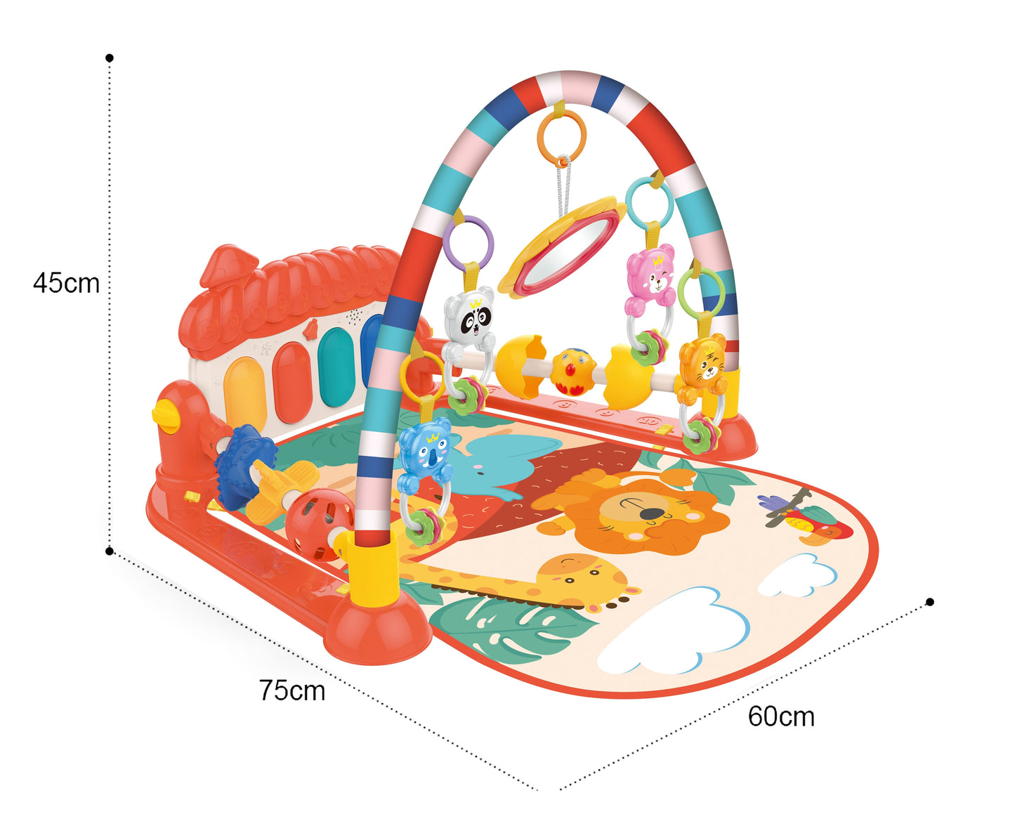 Huanger -Baby Play Gym Mat & Learning Walker With Music - Multicolor